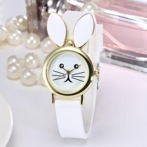 Cute cat fine silicone belt quartz ladies watch eyes beard three-dimensional ear female student female watch kids watch