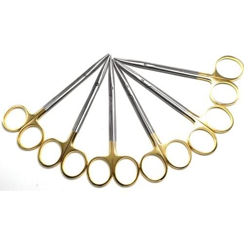 Gold handle blunt scissors nose plastic equipment cosmetic surgery tools nasal head round scissors