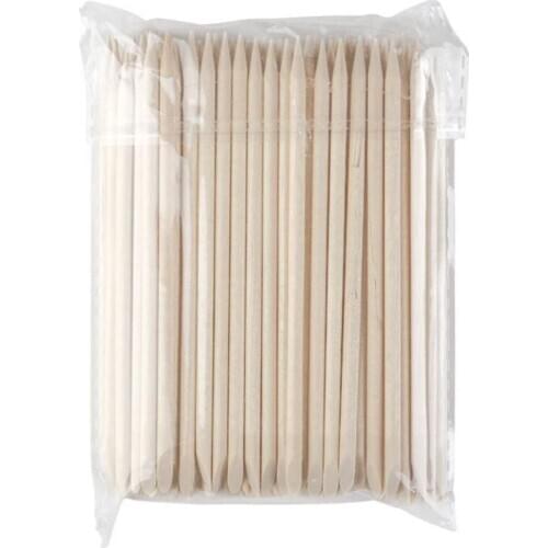 50Pcs Wood Stick Cuticle Remover Orange Wooden Sticks Dual-end Nail Art Design Dead Skin Pusher Picker Manicure Care Tools