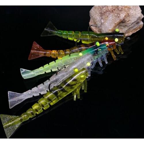 1Pcs shrimp bait 5 jointed soft shrimp lure 8.5g 10g crank hook bait