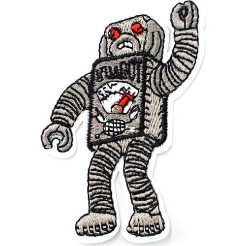 Robot Size:5.5x7.8cm DIY Patches Cloth Patch Embroidered Cute Badges Hippie Iron On Cartoon Patches For Clothes Sticker