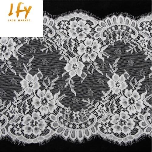 Lastest and hot 3 M long 30 cm white and black eyelash edge fashion DIY sewing french Chantilly lace trim