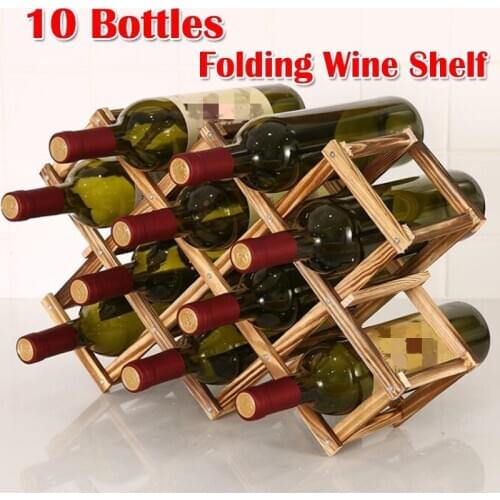 Folding Solid Wood Wine Rack Condiment Bottles Home Kitchen Bar Storage Whisky Wine Shelf Organizer Home Decor Accessories