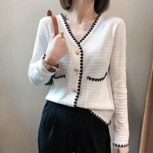 Solid Color Cardigan Sweater Women Elegant V Neck Knitted Tops Long Sleeve Casual Cardigans Autumn Spring Pull Femme ZZ1128