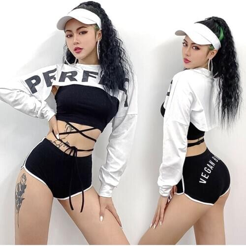 Hip Hop Costumes Women Street Dance Performance Clothes Nightclub Bar Dj Ds Modern Dancer Outfit Jazz Dance Stage Wear DT2979