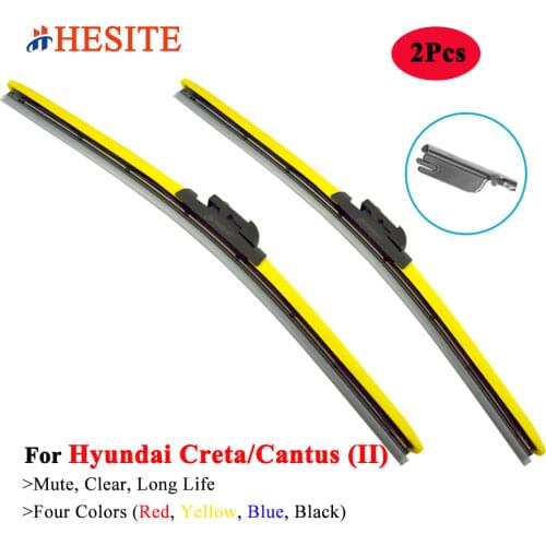 HESITE Colorful Car Front Hybrid Windscreen Wipers For Hyundai Creta IX25 Vehicle 2014-2019 26"+16" Red Blue Yellow Wiper Blades