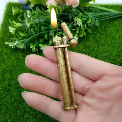 JIFENG pure copper handmade lighter Mini three-section stick flint grinding wheel GAS inflatable Cigarettes Lighter Smoking Gift