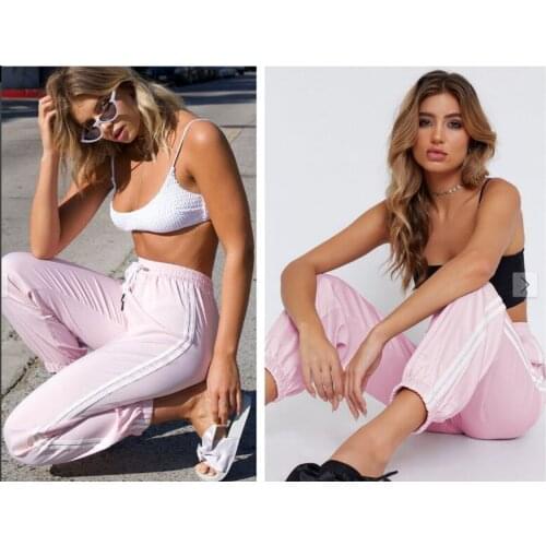 Women Spring and Summer Satin Pants High Waist Ankle Length Pants Trackpants