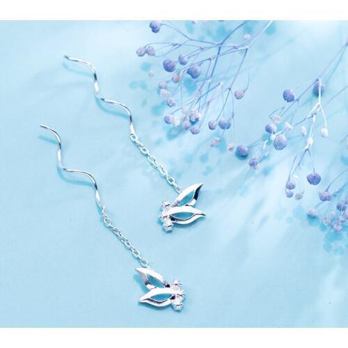 MloveAcc Romantic 925 Sterling Silver Insect Collection Butterfly Charm Chain Earrings for Women Sterling Silver Jewelry