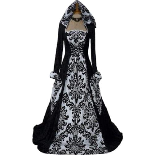 Halloween Costume Wicca Witch Medieval Dress Women Adult Plus Size Scary Cosplay Gothic New Wizard Halloween Costumes for Women