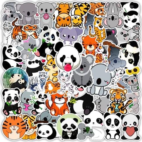 10/50PCS Anime Cartoon Panda Tiger Girl Kawaii Funny Toy Sticker Balance Car Decoration Cute Animal Boy Child Laptop Water Cup