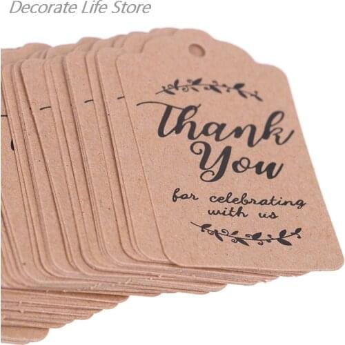 100pcs Brown Kraft Gift Tags Thank You Paper Tags for Baby Shower Party Favors Personalized Wedding Gifts for Guests