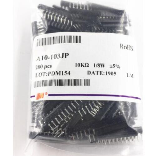200pcs/lot A10-103J 1/8W 10Pin 10K ohm 103 5% 2.54mm Best quality