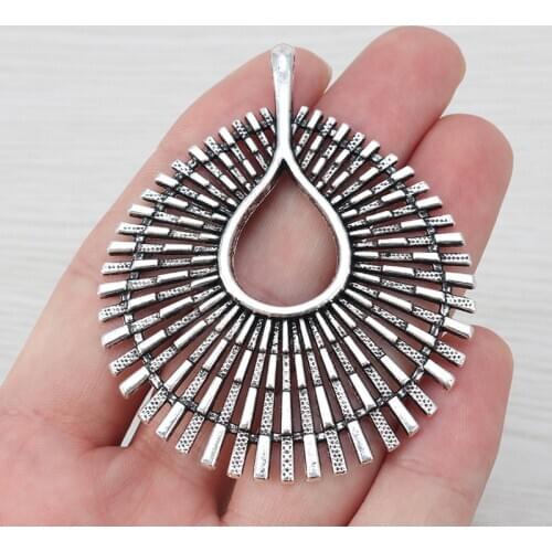 3 x Tibetan Silver Color Large Open Charms Pendants for Necklace Jewelry Making Findings 68x56mm