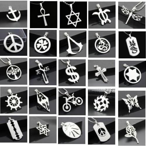 Wholesale mixed styles 30pcs stainless steel pendants