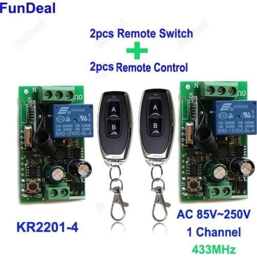 433Mhz Universal Wireless Remote Control Switch AC 85V ~ 250V 110V 220V 1CH Relay Receiver Module and RF 433 Mhz Remote Controls