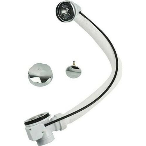 New 55cm Concealed Drain Tube Bath Overflow Waste Pop-Up Plug Pipe Bathtub Water Concealed Pipe Strainer Chrome Handle