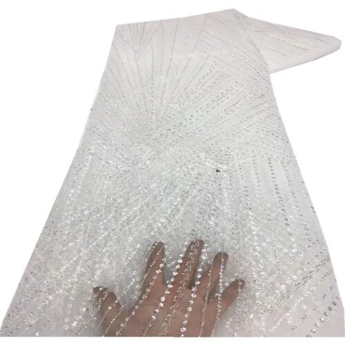 African Lace Fabric Sequins High Quality African Tulle Lace Fabrics Sewing Machine French Lace Fabric For Dress XZ-240