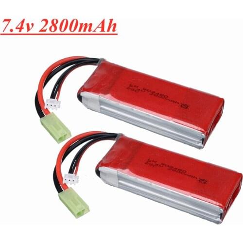 7.4V 2800mAh 25C Lipo Battery for FT009 Udi UDI902 144001 A959 12428 12423 RC Boat Spare Parts 2S 7.4V RC Toys Battery 2pcs