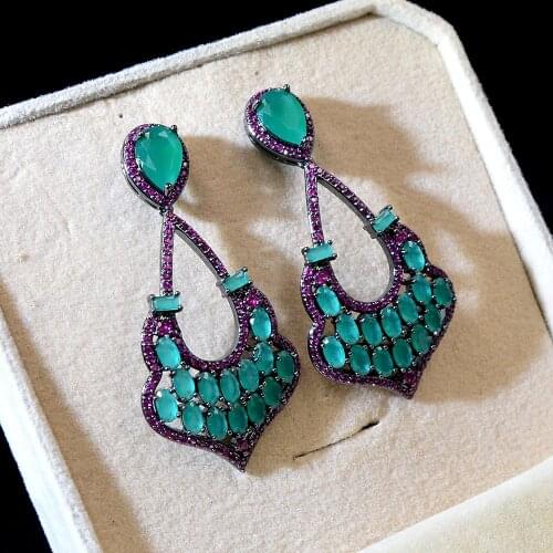 CINKILE Cubic Zirconia Irregular Drop Earrings for Women Luxury Party Earrings Fashion Copper Dangle Earrings 3 Colors Available