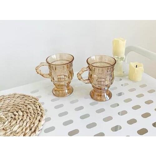 Cutelife Nordic Vintage Transparent Amber Colored Wine Glass Water Drinking Tea Coffee Glass Cup Wedding Goblet Latte Shot Glass