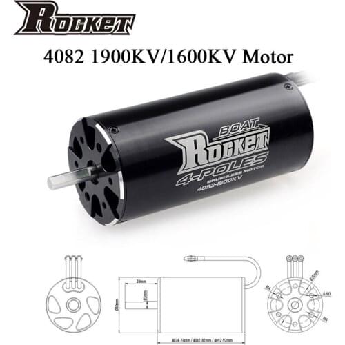 Surpass Hobby Rocket 4082 930KV 1100KV 1600KV 1900 4Poles Brushless Motor for M41 Catamaran Spartan 1000mm(or Above) RC Boat Car