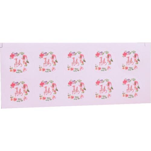100 Pcs/lot Kawaii Flower Thank you sealing sticker floral hoop Sticker Adhesive Sticker For Hand Made Gift