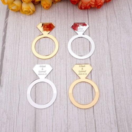 20pcs/Lot Personalized Name Napkin Ring Engagement Party Table Ornament Custom Place Card Diamond Holder Decor
