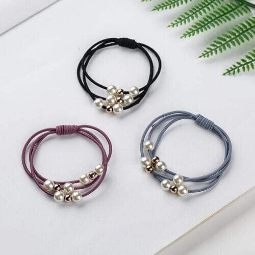 MISANANRYNE Three-in-one High Elastic Hair Ring Hair Rope Headdress Pearl Knotted DIY Hair Ring Hairpin Hair Accessories