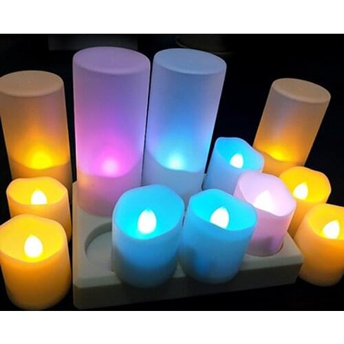 Colorful Halloween Candle Lamp LED Remote Control Electronic Tea Wax Night Light USB Rechargeable for Christmas Decoraten Lights