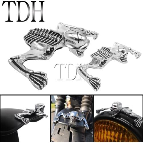 Creative Skull Skeleton Ornament Headlight Visors Curved Housing For Harley Custom Motorcycle Fender Statue Decorative Figures