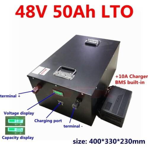 GTK 2000 Cycles LTO 48V 50Ah Lithium titanate battery 2.4V pouch cells for 48v motorcyle ebike solar system+10A Charger