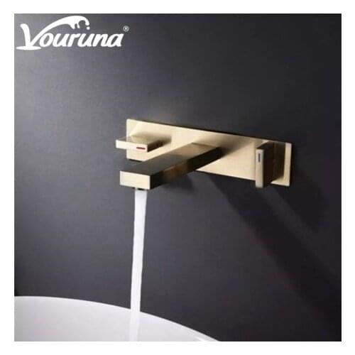 In Wall Mounted Bathroom Faucet Unique Three Wholes Basin Mixer Tap 2018 New Wholesale Solid Brass Mirror Like Chrome Finish