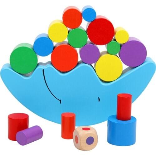 Montessori Wood Moon Balance Game Kids Children Educational Wooden Toys Colorful Balancing building Blocks Early Learning New