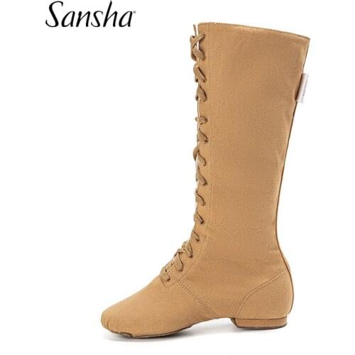 Sansha Men Women Lace Up Ballet Boots Stretch Fabric Upper Stage Performance Dance Boots CB3C