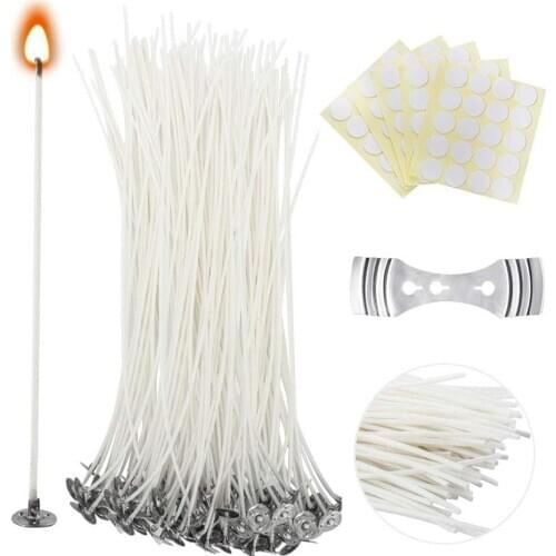 201PCS Cotton Candle Wick Set Pre-Waxed Candle Wick Stickers For DIY Candle Making Accessories Handmade Candle Wick Set