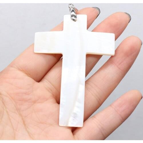 Natural Stone Mother of pearl Shell Pendant Cross-shaped Handmade Crafts DIY Necklace Sweater Chain Jewelry Accessories Making