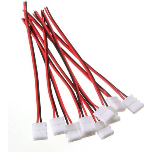 New 10Pcs PCB Cable 2 Pin LED Strip Connector Single Color Adapter