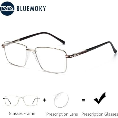 BLUEMOKY Square Prescription Glasses Ultralight Metal Eyewear Frame Anti Blue Light Photochromic Optical Myopia Eyeglasses