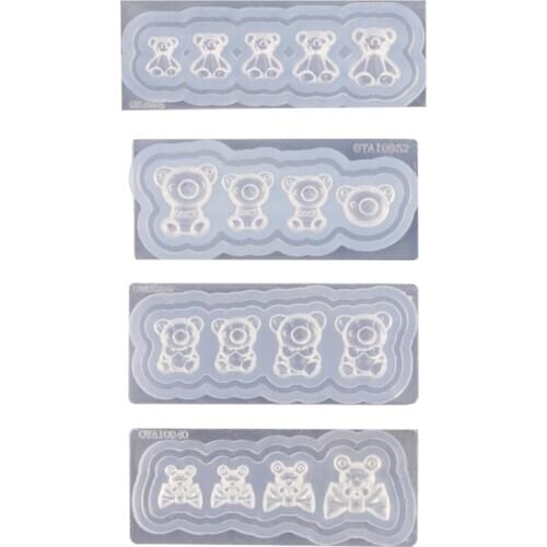 Crystal Epoxy Resin Mold Nail Carving 3D Bear Silicone Mould DIY Crafts Stamping Plate Nails Stencils Manicure Tools