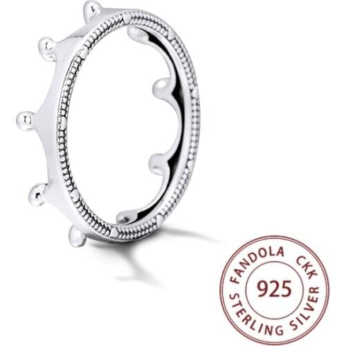 Polished Crown Ring femme 925 Sterling Silver Wedding Rings for Women Original Fashion Jewelry anillos mujer Free Shipping