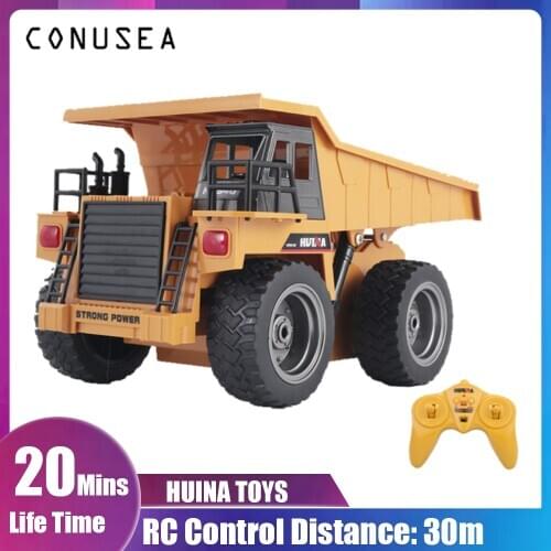 HUINA 1/18 RC Truck Dumper 2.4G Radio Car remote control Caterpillar Model Engineering Cars Excavator Boy toys radio station