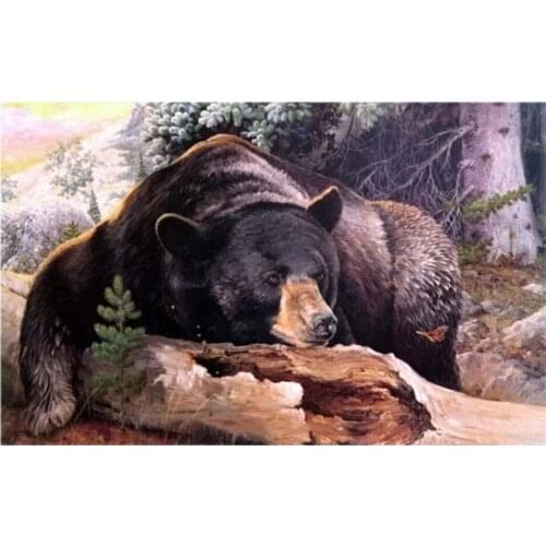 Black Bear Needlework,Cross stitch kits Animal Embroidery,14CT White canvas DIY Handmade Decorative paintings