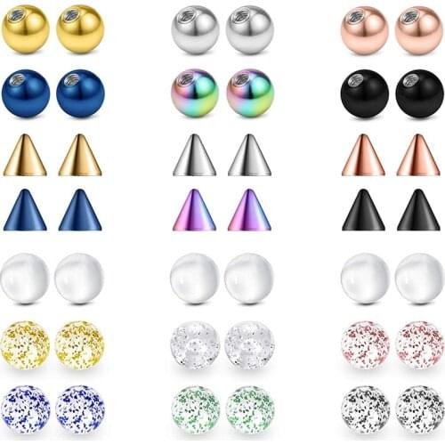 Piercing ball 14G 16G Lip ring/industrial barbell/nipple ring/tongue ring body and transparent acrylic replacement ball