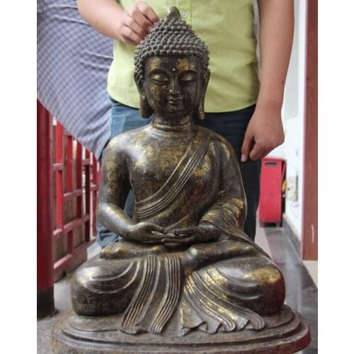 Shitou 001449 China Tibet Old Temple Bronze Copper Amitabha Tathagata Sakyamuni Buddha Statue