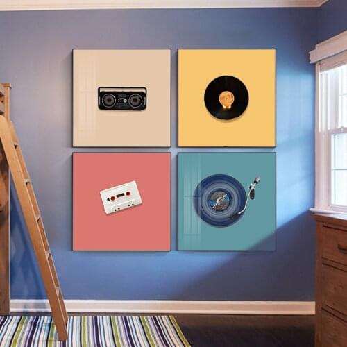 Modern Nordic Colorful Music Elements Posters and Prints Microphone Radio Canvas Painting Wall Art Picture for Living Room