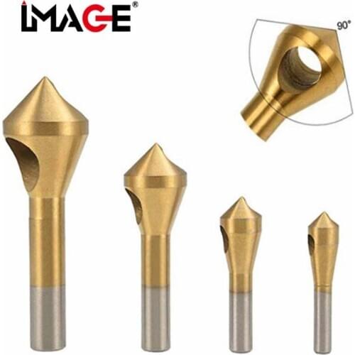 Cross border titanium plated 4pcs oblique hole chamferer 90 degree angle single hole deburring round shank countersink high spee