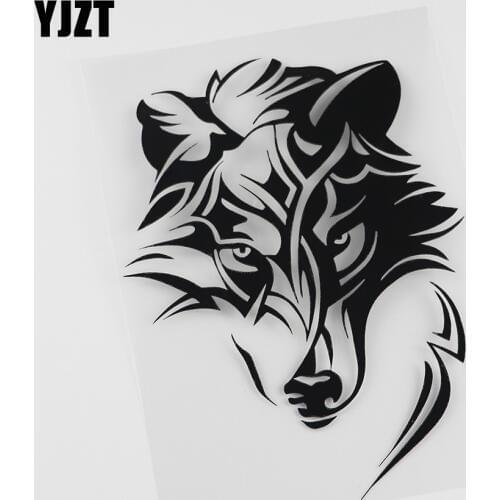 YJZT 13.1CMX17.5CM Abstract Wolf Predator Ornament Head Vinyl Car Sticker 13C-0092