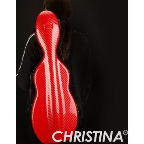 High quality Italy Christina rectangle red violin case 4/4 carbon fiberglass case Violin accessories