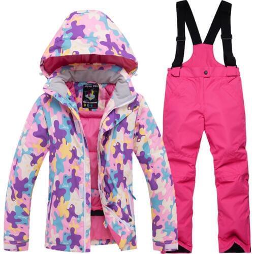 Winter Childrens Ski Suit Hooded Warm Jackets Overalls Girls Skiing Sets Sport Snowboarding Outfits Clothes Kids Snow Clothing